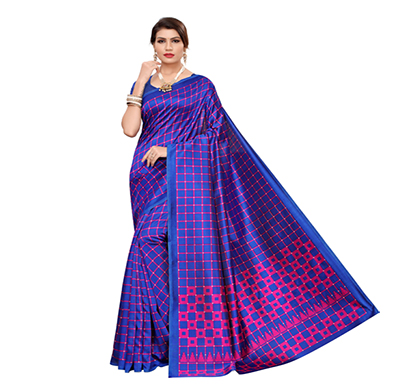 eka lifestyle (130eka) art silk check printed saree with blouse (multicolor)